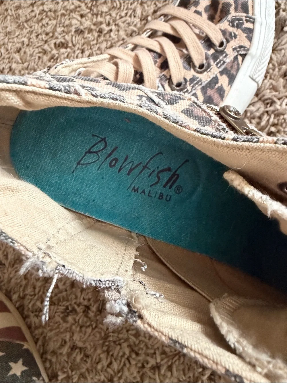 Blowfish Leopard Print High-Top Sneakers in Tan and Black